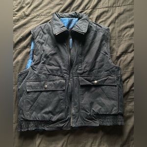 Reversible blue plaid navy vest